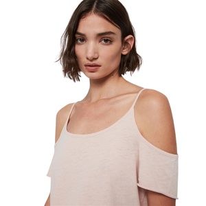 All Saints Brady Cold Shoulder T-Shirt in Rose Pink NWOT XS
